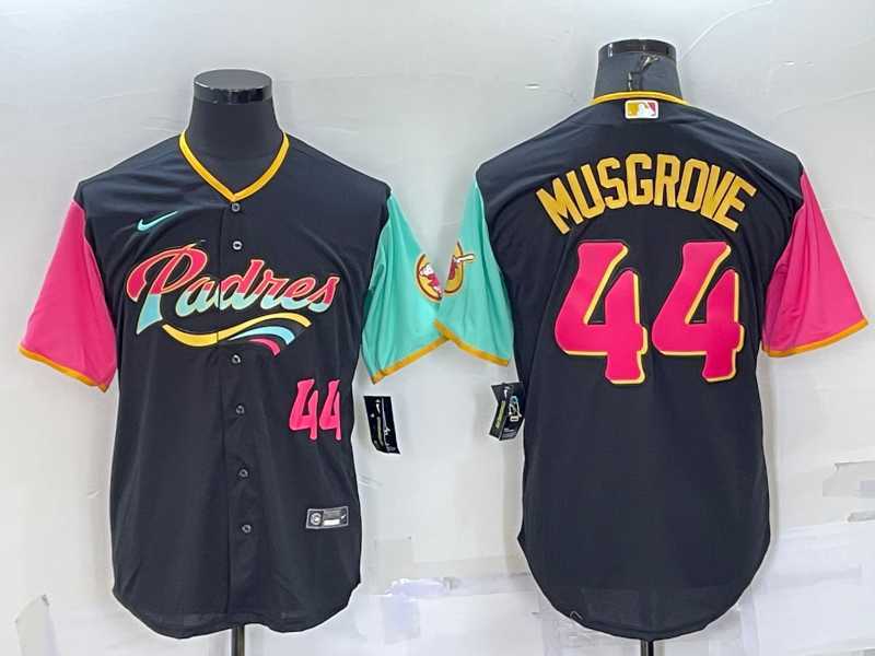 Men's San Diego Padres #44 Joe Musgrove Number Black 2022 City Connect Cool Base Stitched Jersey,We sell and wholesale Men's San Diego Padres #44 Joe Musgrove Number Black 2022 City Connect Cool Base Stitched Jersey on line form chian!